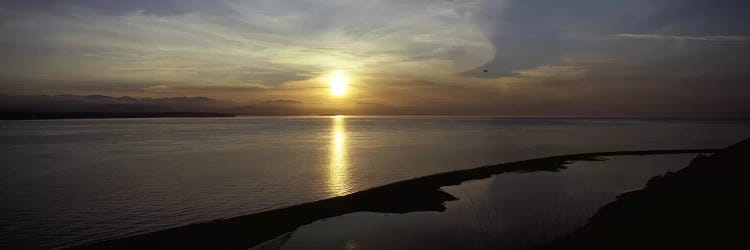 Sunset over the seaEbey's Landing National Historical Reserve, Whidbey Island, Island County, Washington State, USA