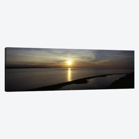 Sunset over the seaEbey's Landing National Historical Reserve, Whidbey Island, Island County, Washington State, USA Canvas Print #PIM6939} by Panoramic Images Canvas Wall Art