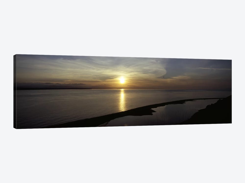 Sunset over the seaEbey's Landing National Historical Reserve, Whidbey Island, Island County, Washington State, USA by Panoramic Images 1-piece Canvas Artwork