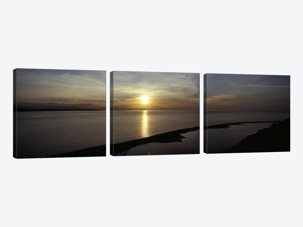 Sunset over the seaEbey's Landing National Historical Reserve, Whidbey Island, Island County, Washington State, USA by Panoramic Images 3-piece Canvas Art