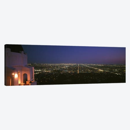 High-Angle Nighttime View From Griffith Park Observatory, Los Angeles County, California, USA Canvas Print #PIM6940} by Panoramic Images Canvas Art Print