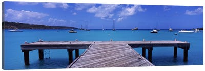 Seascape With Boats, Sandy Ground, Anguilla Canvas Art Print - Dock & Pier Art