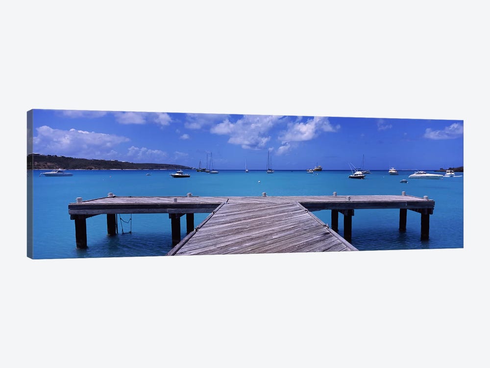 Seascape With Boats, Sandy Ground, Anguilla by Panoramic Images 1-piece Canvas Art