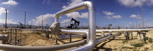 Oil Field Pipelines, Taft, Kern County, California, USA