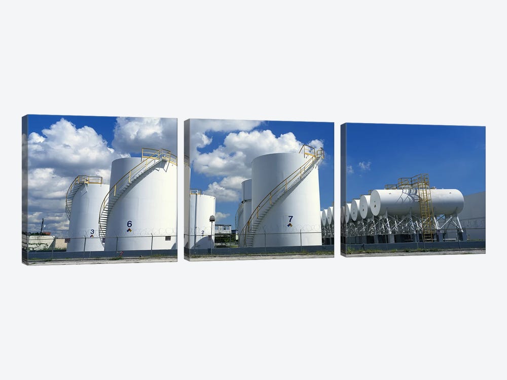 Storage tanks in a factory, Miami, Florida, USA #2 by Panoramic Images 3-piece Art Print