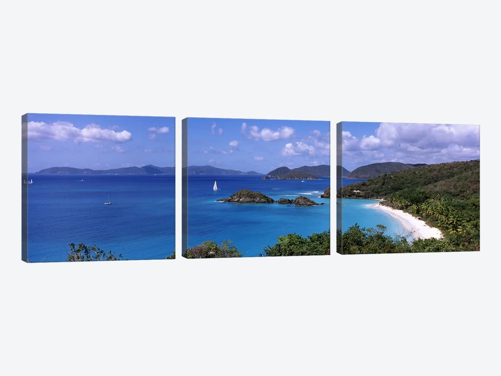 High-Angle View Of Trunk Bay, Virgin Islands National Park, St. John, United States Virgin Islands by Panoramic Images 3-piece Canvas Art Print
