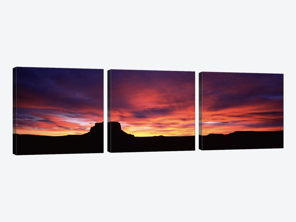 Buttes at sunset, Chaco Culture National Historic Park, New Mexico, USA by Panoramic Images 3-piece Art Print
