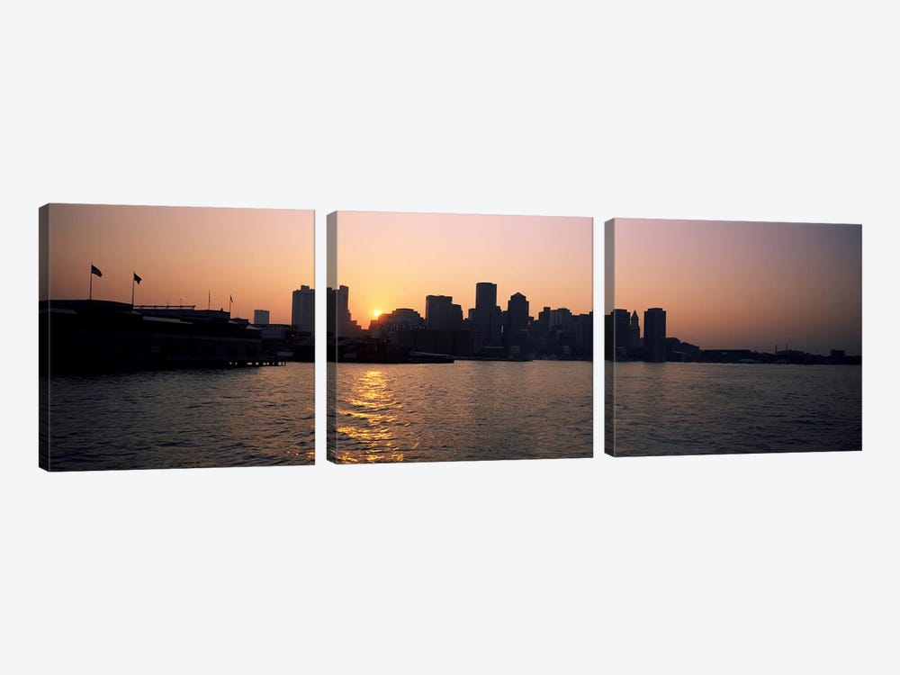 Buildings at the waterfront, Boston Harbor, Boston, Suffolk County, Massachusetts, USA by Panoramic Images 3-piece Canvas Wall Art