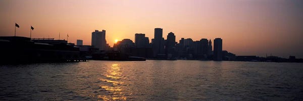 Lake Sunrises & Sunsets: Buildings at the waterfront, Boston Harbor, Boston, Suffolk County, Massachusetts, USA by Panoramic Images