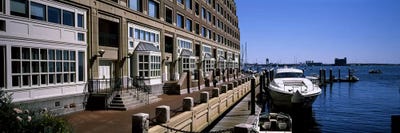 Boats at a harborRowe's Wharf, Boston Harbor, Boston, Suffolk County, Massachusetts, USA by Panoramic Images canvas print