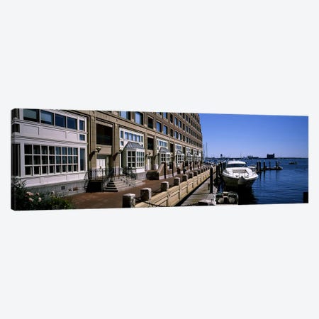 Boats at a harborRowe's Wharf, Boston Harbor, Boston, Suffolk County, Massachusetts, USA Canvas Print #PIM6961} by Panoramic Images Art Print