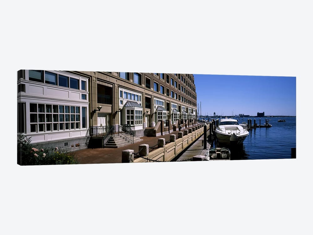 Boats at a harborRowe's Wharf, Boston Harbor, Boston, Suffolk County, Massachusetts, USA by Panoramic Images 1-piece Art Print