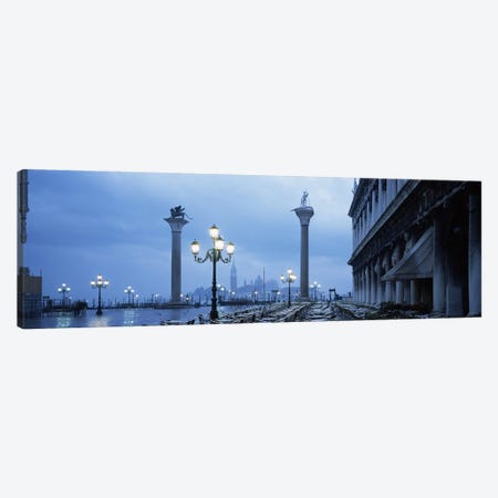 St. Theodore & Lion Of Venice Columns With San Giorgio Maggiore In The Background, Venice, Italy Canvas Print #PIM6966} by Panoramic Images Canvas Art