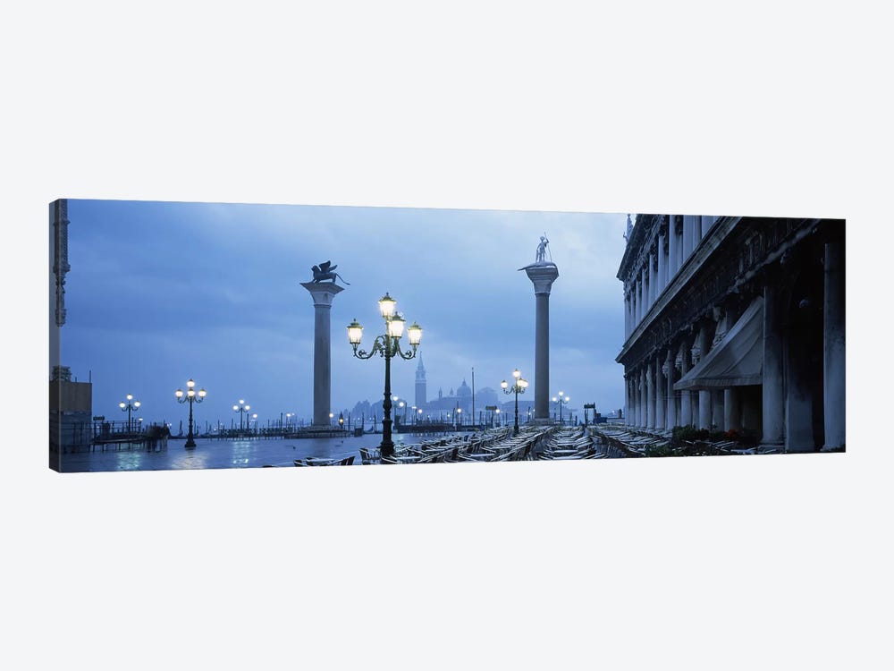 St. Theodore & Lion Of Venice Columns With San Giorgio Maggiore In The Background, Venice, Italy by Panoramic Images 1-piece Canvas Artwork