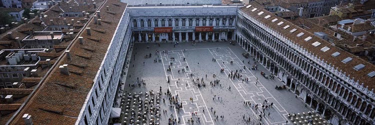 High angle view of a town square, St. Mark's Square, St Mark's Campanile, Venice, Veneto, Italy