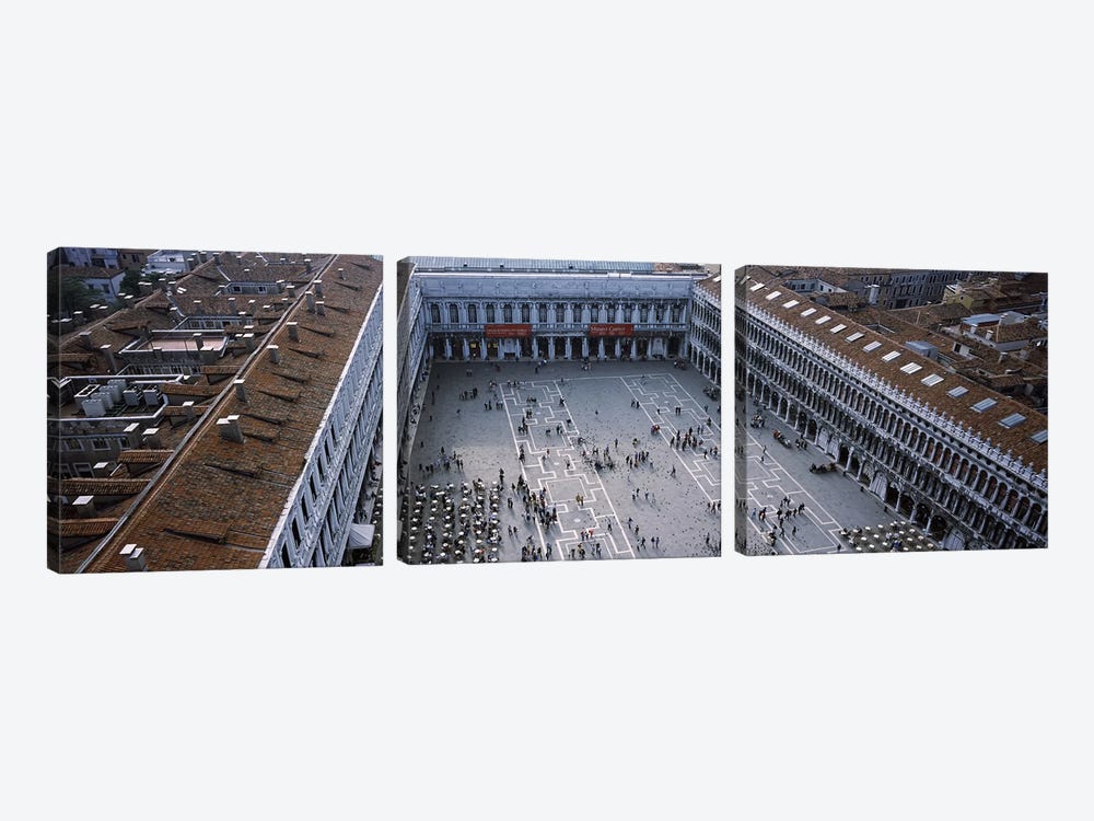 High angle view of a town square, St. Mark's Square, St Mark's Campanile, Venice, Veneto, Italy by Panoramic Images 3-piece Canvas Art