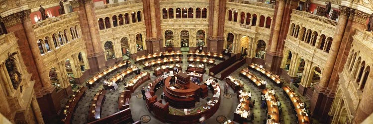 High angle view of a library reading roomLibrary of Congress, Washington DC, USA