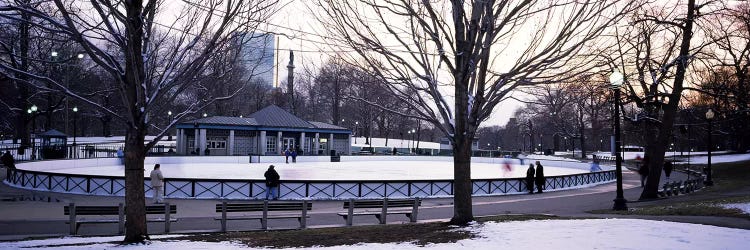 Group of people in a public park, Frog Pond Skating Rink, Boston Common, Boston, Suffolk County, Massachusetts, USA