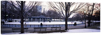 Group of people in a public park, Frog Pond Skating Rink, Boston Common, Boston, Suffolk County, Massachusetts, USA Canvas Art Print - Frog Art