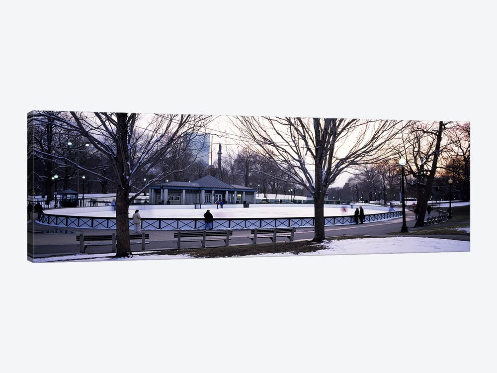 Group of people in a public park, Frog Pond Skating Rink, Boston Common, Boston, Suffolk County, Massachusetts, USA by Panoramic Images 1-piece Canvas Artwork