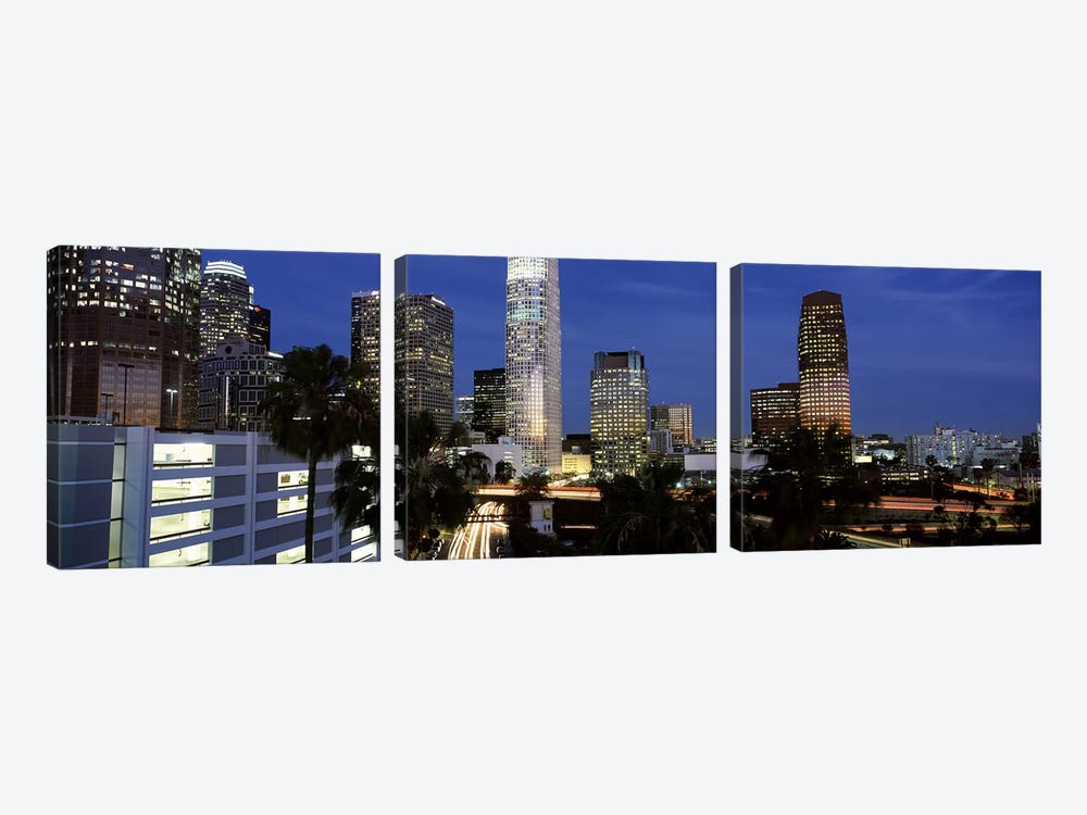 Skyscrapers in a city, City Of Los Angeles, Los Angeles County, California, USA by Panoramic Images 3-piece Canvas Art Print