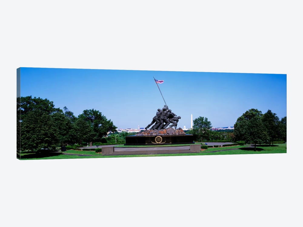 War memorial with Washington Monument in the backgroundIwo Jima Memorial, Arlington, Virginia, USA by Panoramic Images 1-piece Canvas Art Print