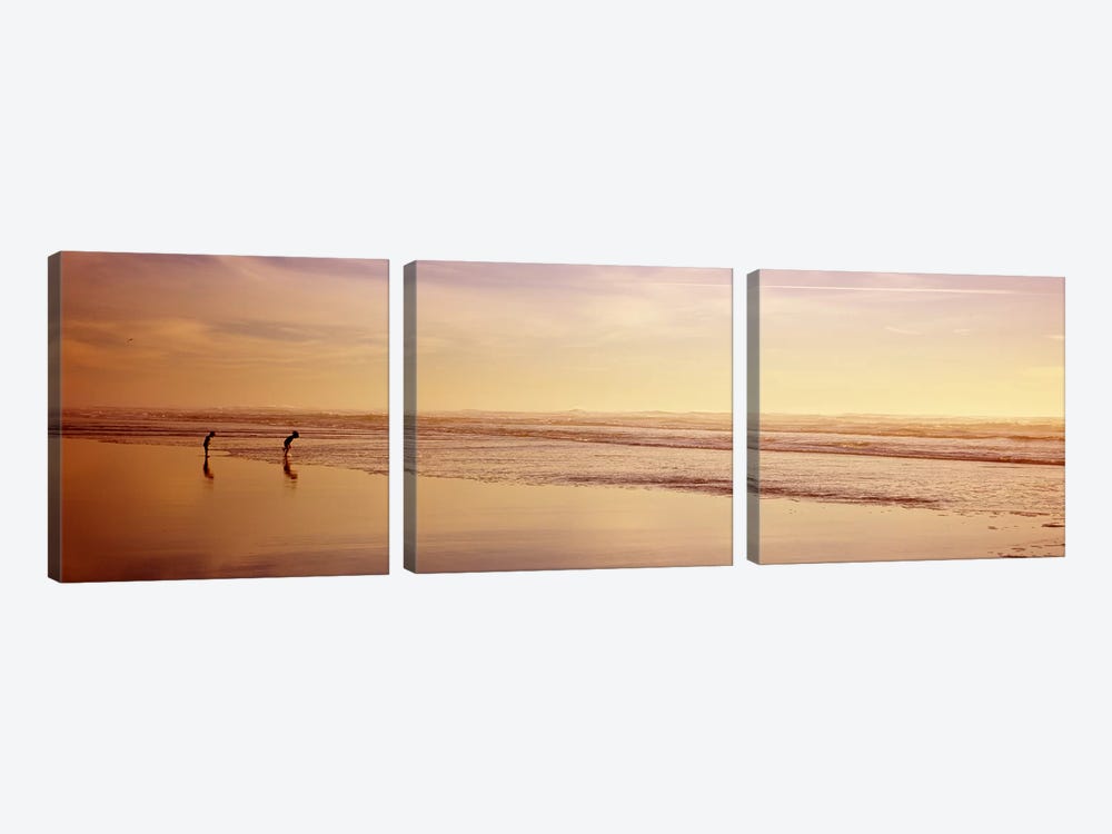 Two children playing on the beach, San Francisco, California, USA by Panoramic Images 3-piece Canvas Artwork