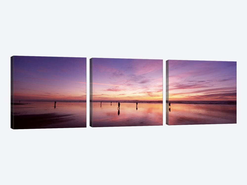 Group of people watching the sunset, San Francisco, California, USA by Panoramic Images 3-piece Canvas Art Print