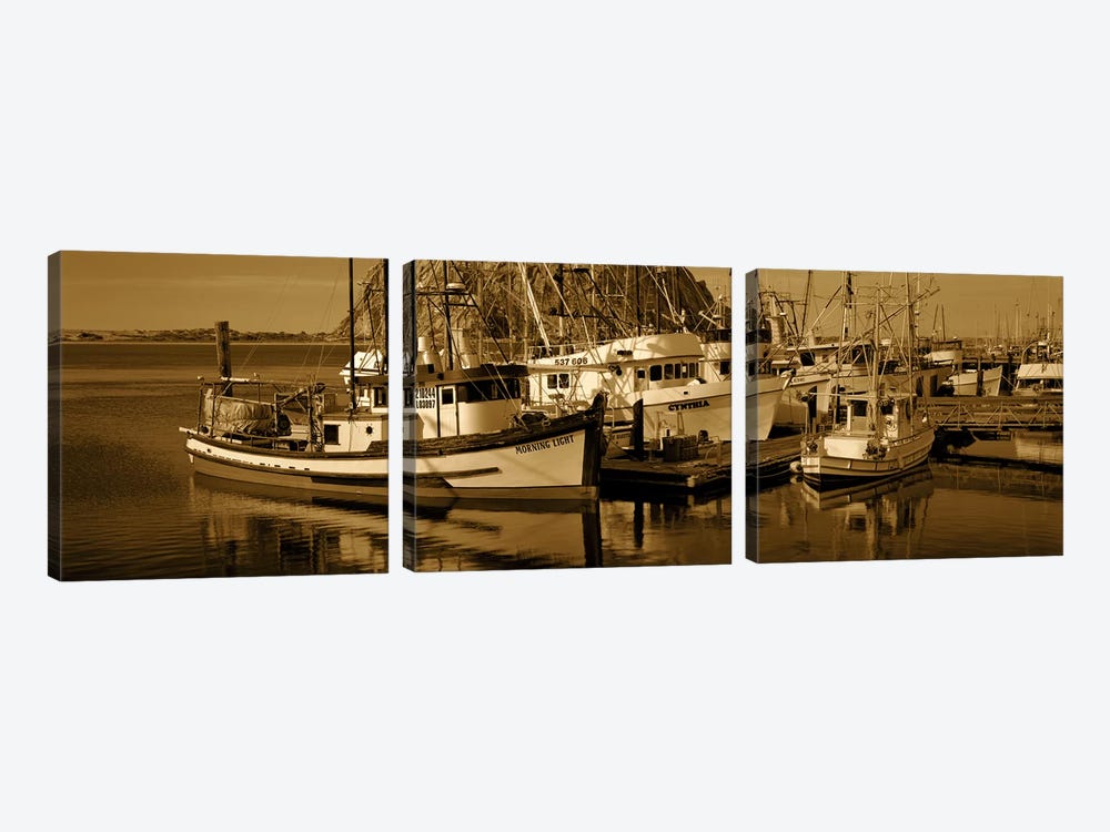Fishing boats in the sea, Morro Bay, San Luis Obispo County, California, USA by Panoramic Images 3-piece Canvas Wall Art