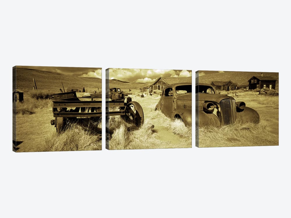 Abandoned car in a ghost townBodie Ghost Town, Mono County, California, USA by Panoramic Images 3-piece Canvas Art