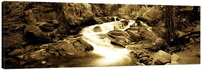 Stream flowing through rocks, Lee Vining Creek, Lee Vining, Mono County, California, USA Canvas Art Print - Sepia Photography