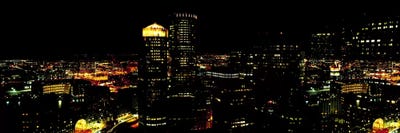 High angle view of a city at night, Boston, Suffolk County, Massachusetts, USA by Panoramic Images canvas print
