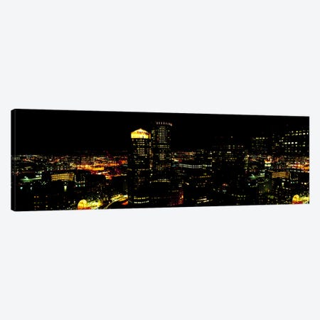 High angle view of a city at night, Boston, Suffolk County, Massachusetts, USA Canvas Print #PIM7017} by Panoramic Images Art Print