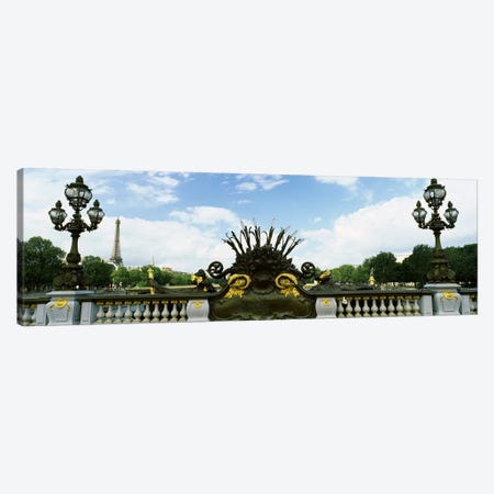 Bridge with a tower in the background, Pont Alexandre III, Eiffel Tower, Paris, Ile-de-France, France Canvas Print #PIM7024} by Panoramic Images Canvas Art