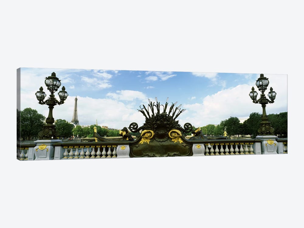 Bridge with a tower in the background, Pont Alexandre III, Eiffel Tower, Paris, Ile-de-France, France by Panoramic Images 1-piece Canvas Artwork