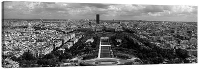 Aerial view of a city, Eiffel Tower, Paris, Ile-de-France, France Canvas Art Print - Black & White Cityscapes