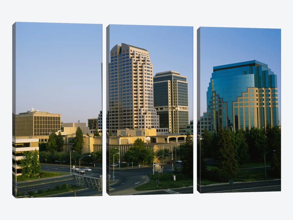 Skyscrapers in a city, Sacramento, California, USA by Panoramic Images 3-piece Canvas Print