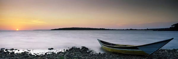 Rocky Beaches: Boat at the lakeside, Lake Victoria, Great Rift Valley, Kenya by Panoramic Images