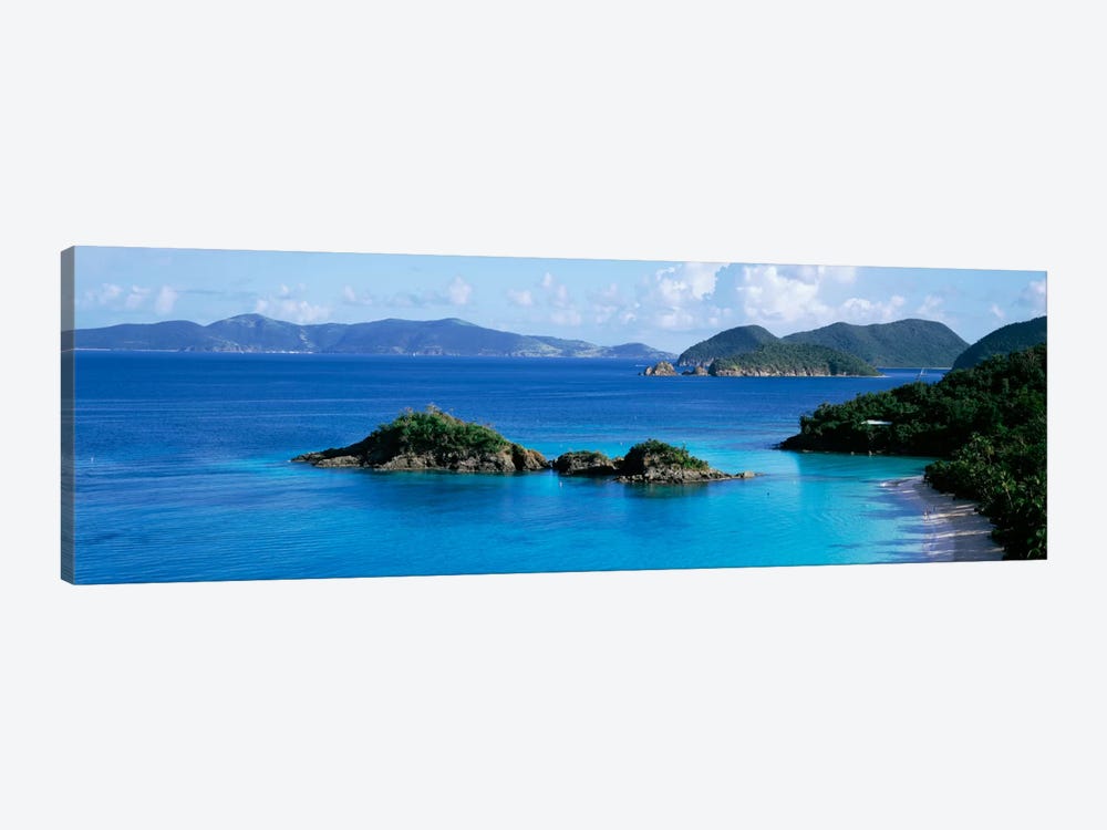 US Virgin Islands, St. John, Trunk Bay, Rock formation in the sea by Panoramic Images 1-piece Canvas Print
