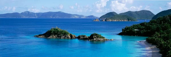 Islands: US Virgin Islands, St. John, Trunk Bay, Rock formation in the sea by Panoramic Images