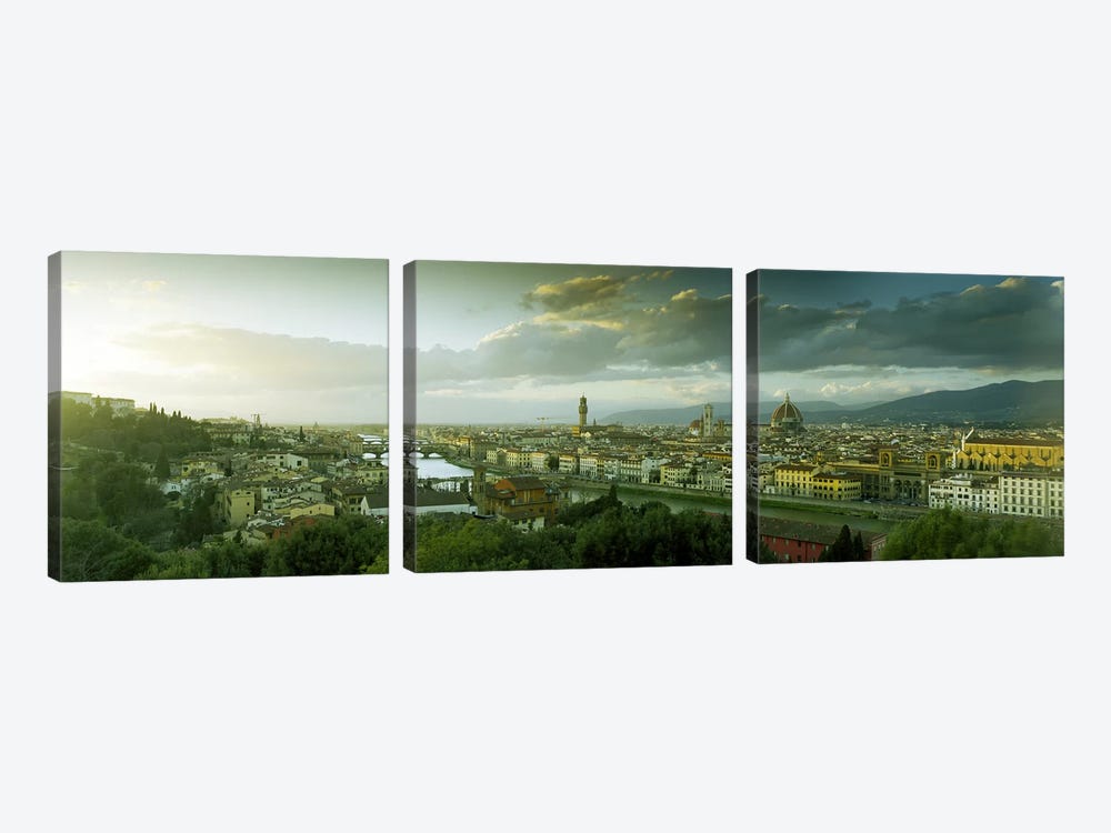 Aerial View Of Florence From Piazzale Michelangelo, Tuscany, Italy by Panoramic Images 3-piece Canvas Art