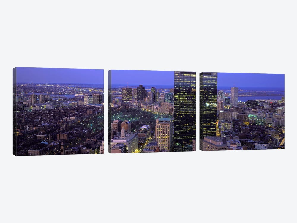 Aerial view of a city, Boston, Suffolk County, Massachusetts, USA by Panoramic Images 3-piece Canvas Art Print
