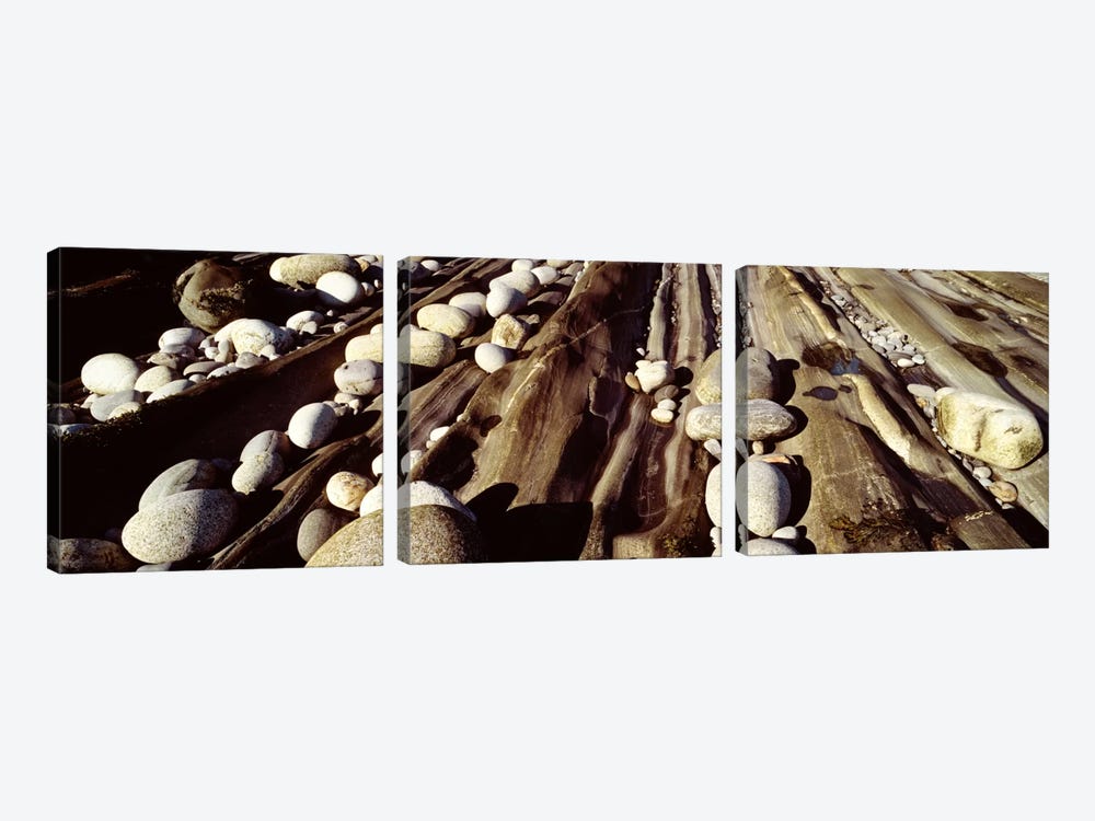Close-up of stones, Pemaquid, Massachusetts, USA by Panoramic Images 3-piece Canvas Artwork