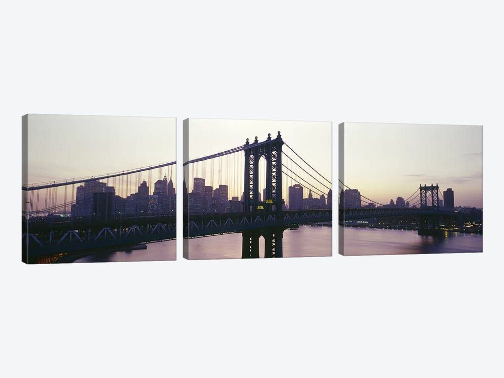 Bridge across a river, Manhattan Bridge, East River, Manhattan, New York City, New York State, USA by Panoramic Images 3-piece Art Print