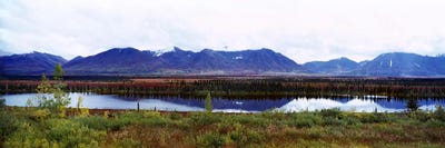 Lake with a mountain range in the background, Mt McKinley, Denali National Park, Anchorage, Alaska, USA by Panoramic Images framed canvas print
