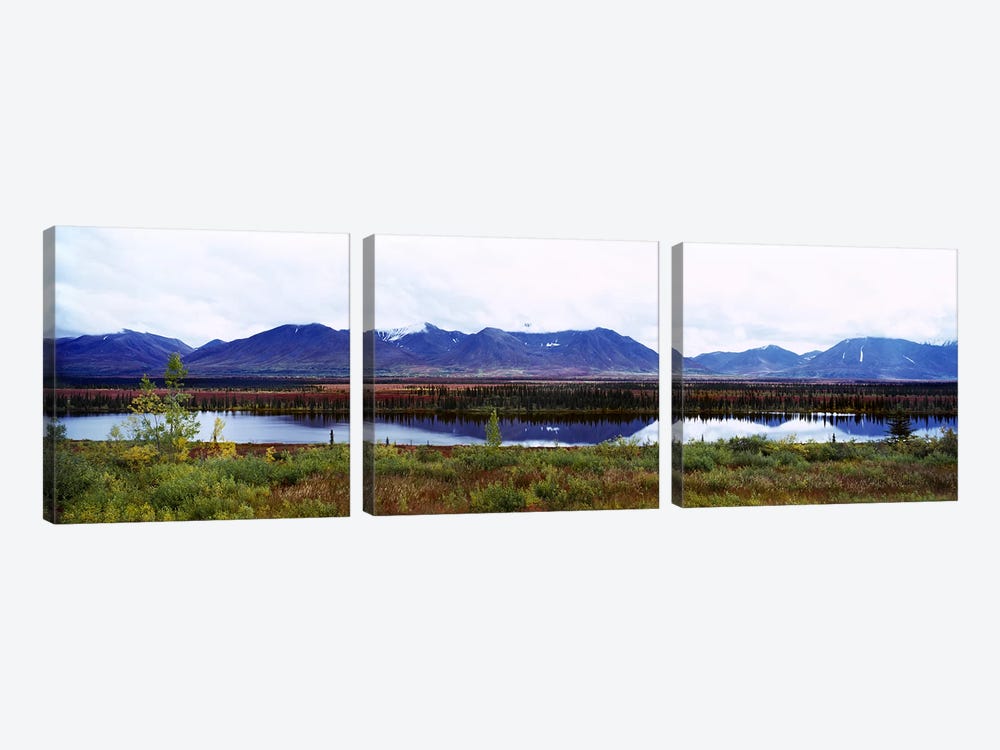 Lake with a mountain range in the background, Mt McKinley, Denali National Park, Anchorage, Alaska, USA by Panoramic Images 3-piece Canvas Artwork