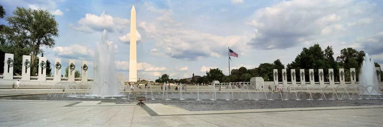 Fountains at a memorial, National World War II Memorial, Washington Monument, Washington DC, USA