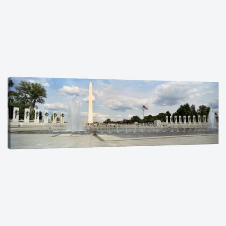 Fountains at a memorial, National World War II Memorial, Washington Monument, Washington DC, USA Canvas Print #PIM7113} by Panoramic Images Canvas Print