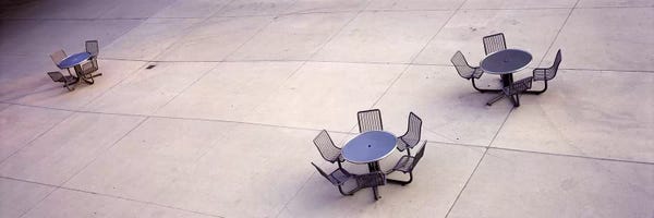High angle view of tables & chairs in a park San Jose, California, USA