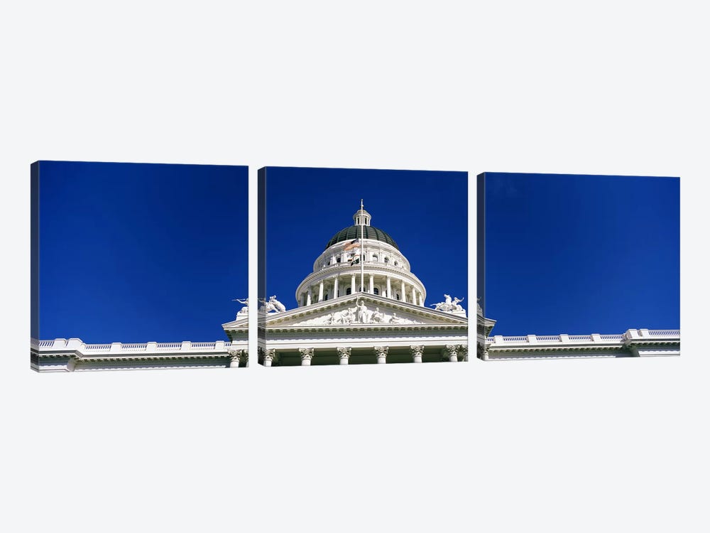 Low angle view of a government buildingCalifornia State Capitol Building, Sacramento, California, USA by Panoramic Images 3-piece Canvas Wall Art